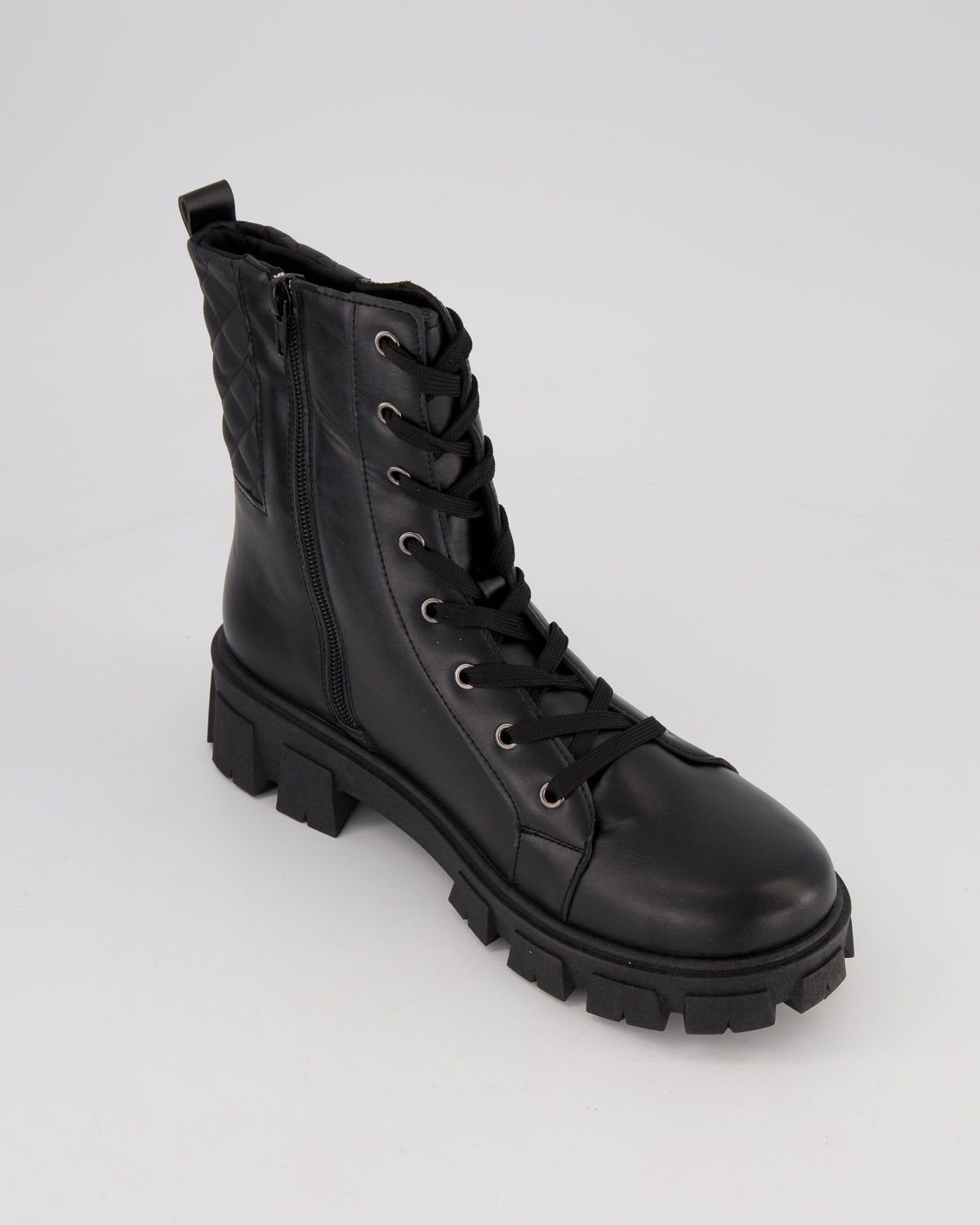quilted leather combat boots