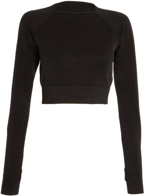 Seamless Long Sleeve Crop Top (Black)