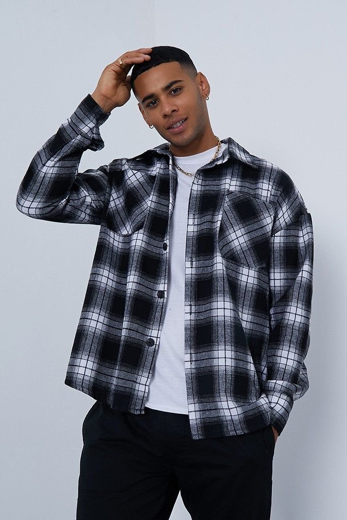 Oversized Boxy Check Flannel Shacket 