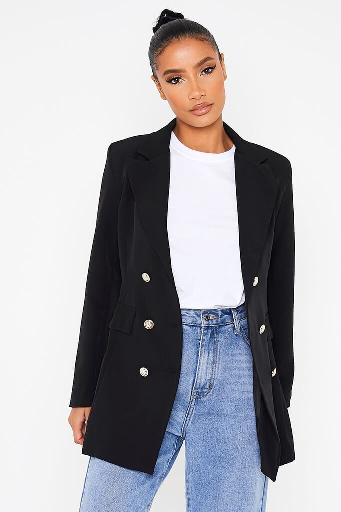Longline Military Blazer Black